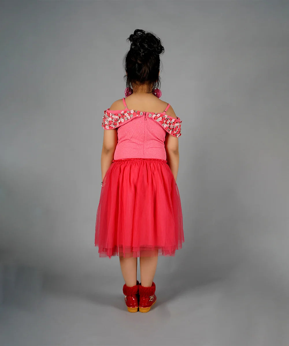 Pink Colored Off-shoulder Dress for Girls