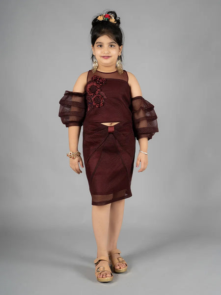 maroon party wear dress for girls 