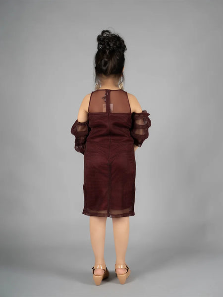 back view of maroon dress for girls 