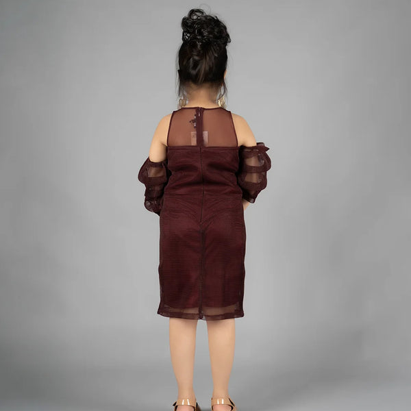 back view of maroon dress for girls 