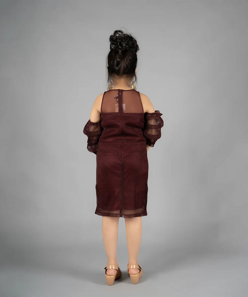 back view of maroon dress for girls 