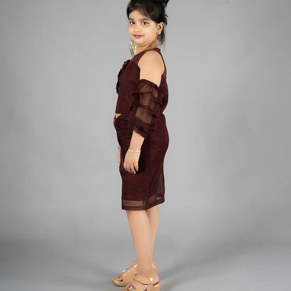 party wear maroon dresses for girls 
