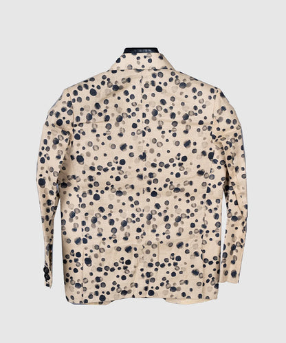 Polka Dotted Beige Colored Linen Blazer for 6 Year Old Boy