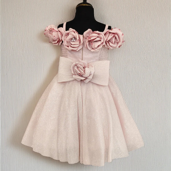 Designer peach party frock for girls, Jaipur kids clothing store