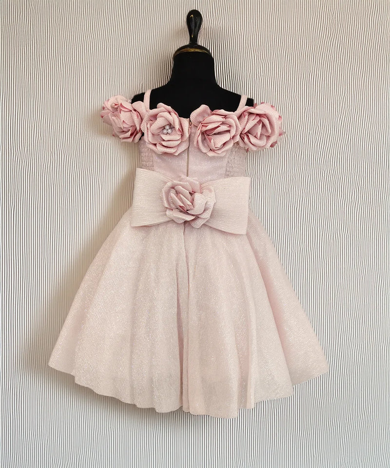 Designer peach party frock for girls, Jaipur kids clothing store