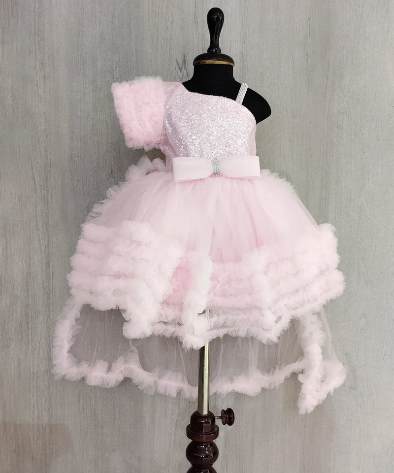 Elegant pink birthday dress for baby girl, branded children clothing Jaipur