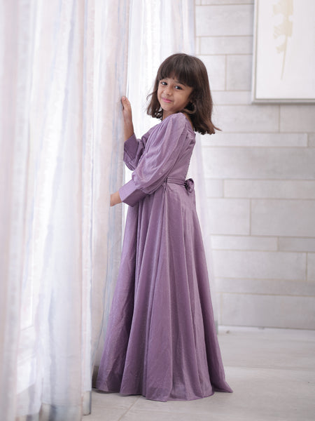 purple long gown for girls 