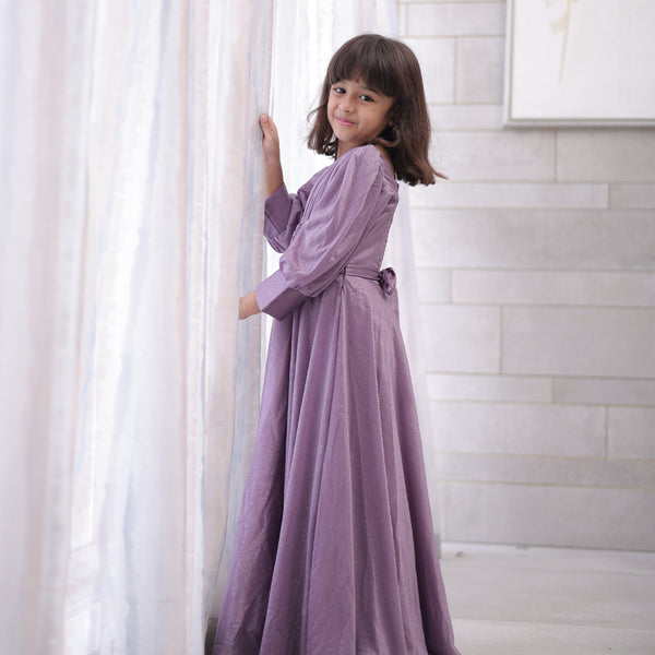 purple long gown for girls 