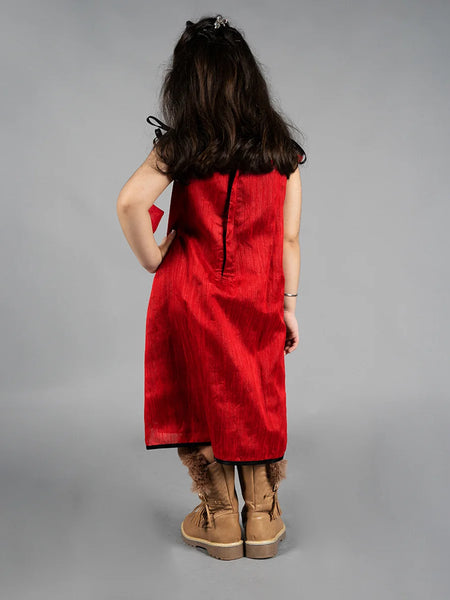 back view of printed dress for girls 