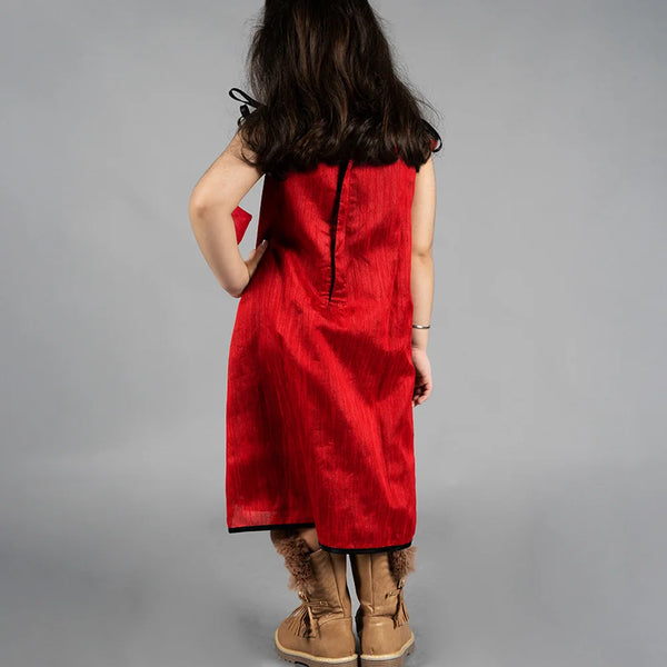 back view of printed dress for girls 