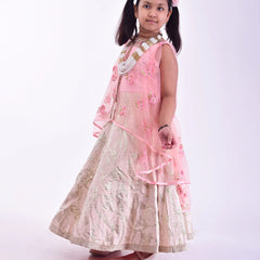 pink cream gown with a touch of gold for girls 