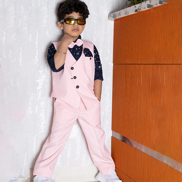 formal wear pink waist coat suit set for boys 