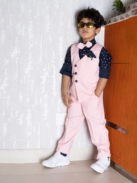 party wear pink waist coat suit set for boys 