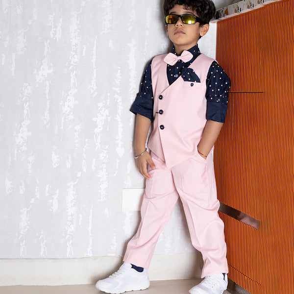 party wear pink waist coat suit set for boys 