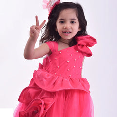 pink floral gown for girls 