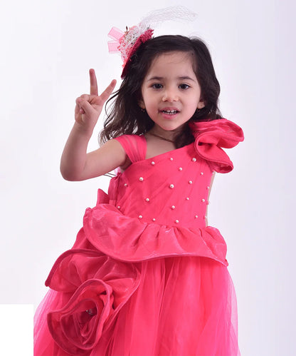 Pink Colour Party Gown for 6-12 Month Baby Girl