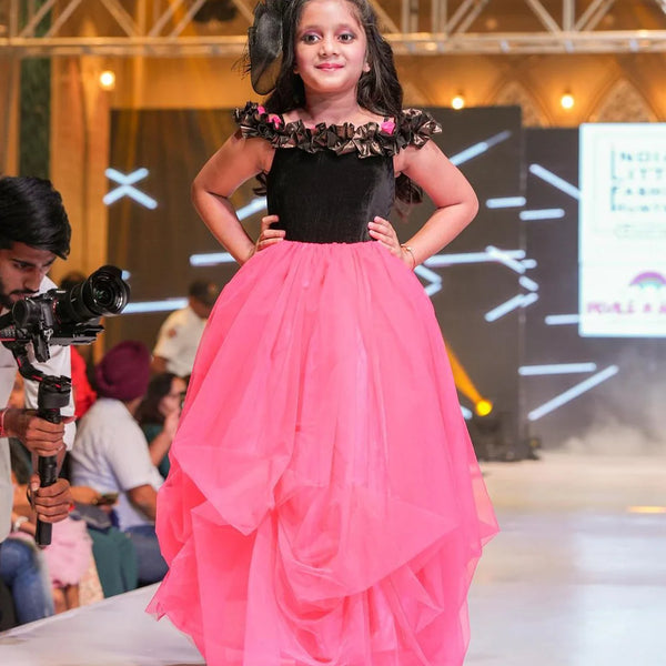 black & pink ball gown for baby girls 