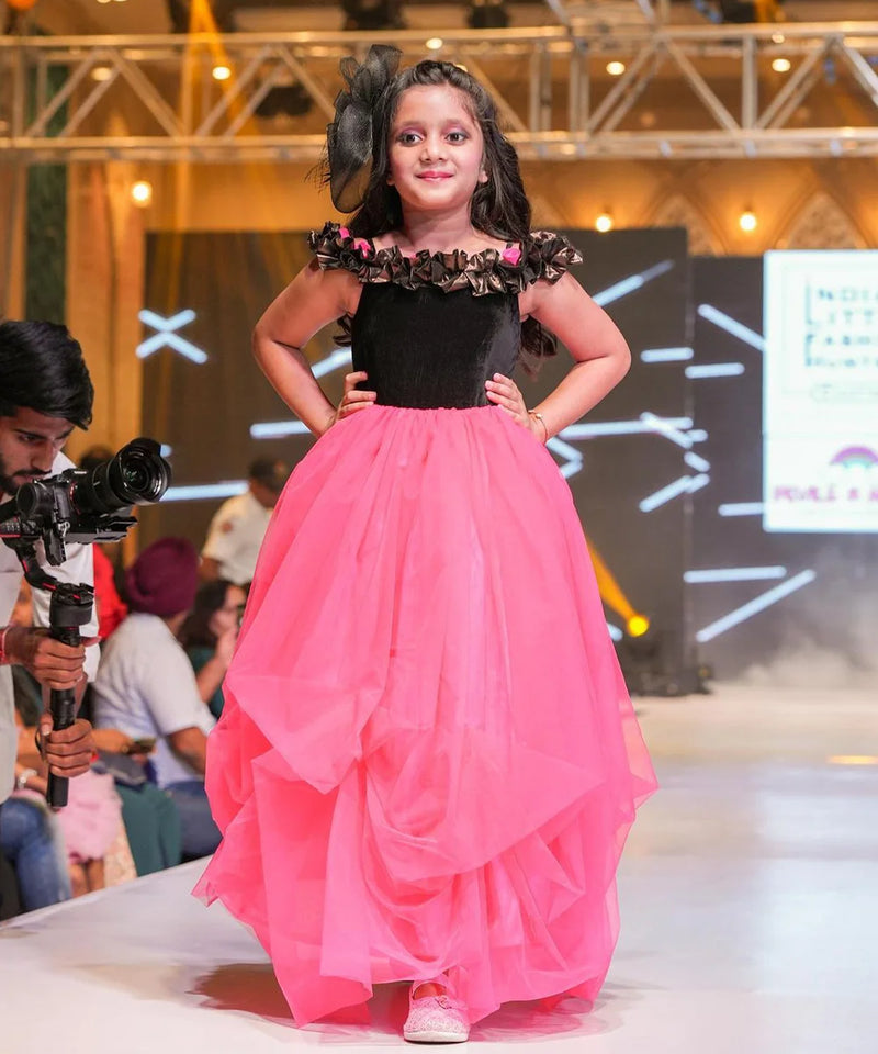 black & pink ball gown for baby girls 