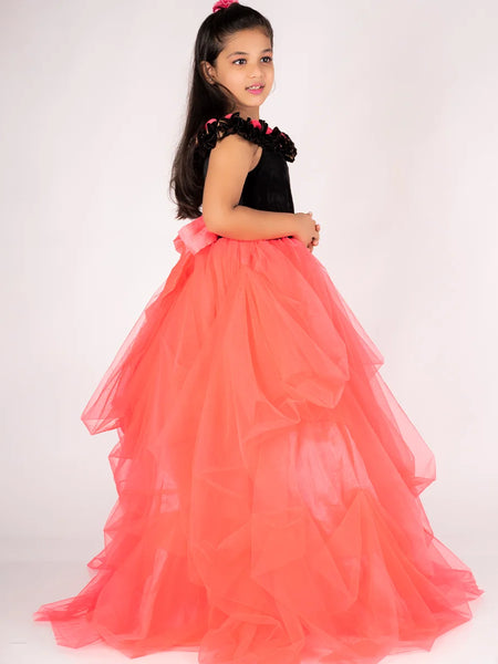 black & pink ball gown for girls 