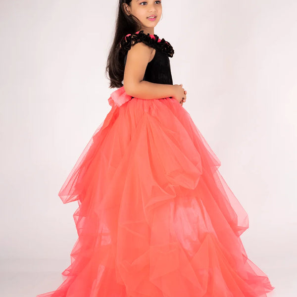 black & pink ball gown for girls 
