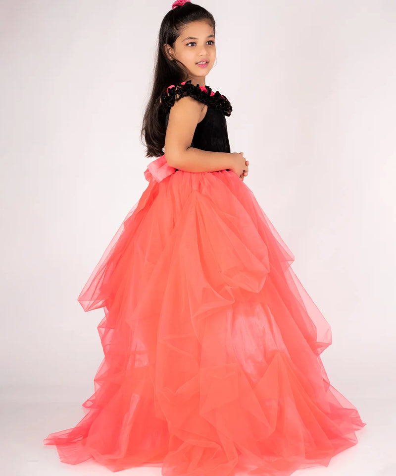 black & pink ball gown for girls 