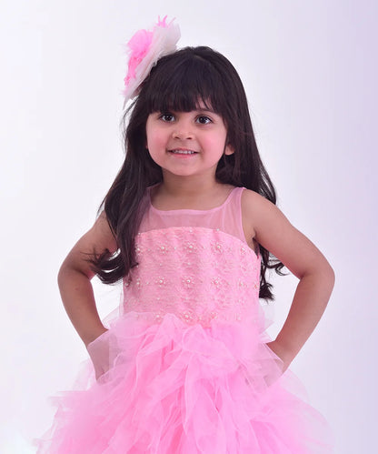 Light Pink Colored Frill Birthday Party Gown