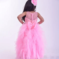 back view of pink gown for girls 
