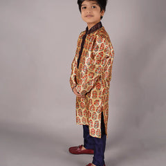 Ethnic wear yellow printed kurta set for boys 