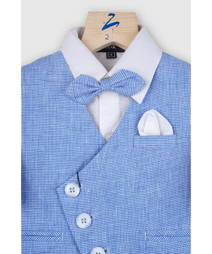 Linen Light-Blue Cotton Waistcoat Set for 3 to 4 Year Old Kid