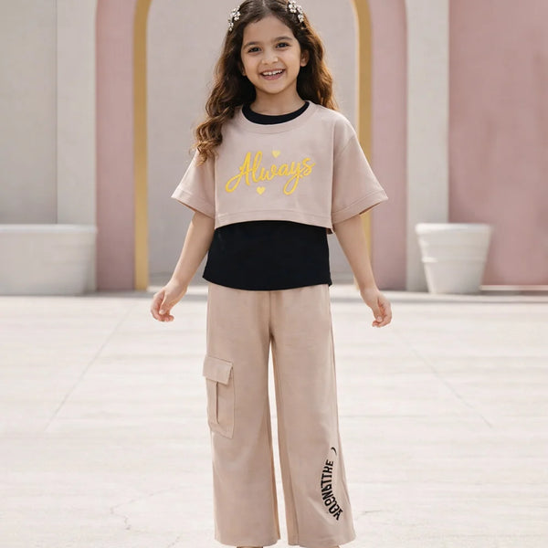 Stylish girls crop top and jogger set from kids wear shop Jaipur