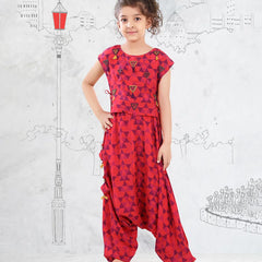  It is a multi Colored self-printed jumpsuit for girls perfect for summer days. It comes with an embroidery work detailing.