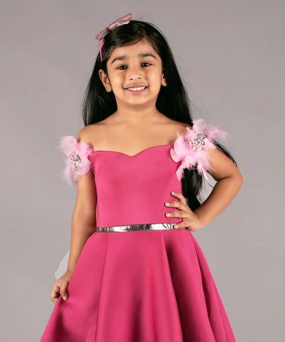 Pink Colored High-Low Party Wear Gown for Girls