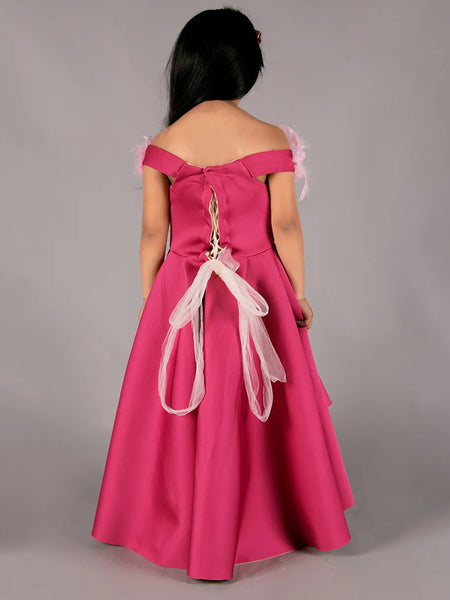 back view of pink dress for girls 