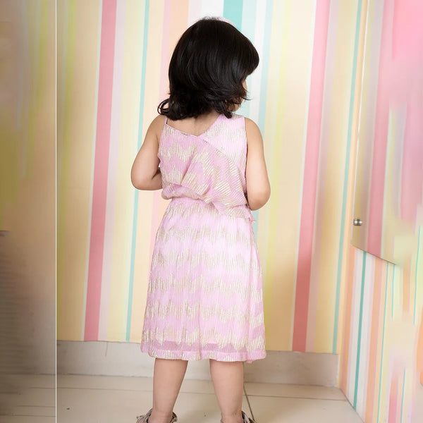 back view of pink dress for girls 