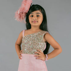 pink shimmery full length gown for baby girl 
