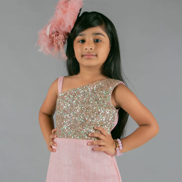 pink shimmery full length gown for baby girl 