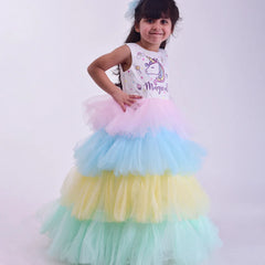 unicorn pastel theme gown for birthday party 