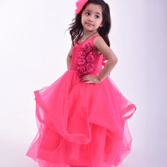 wedding wear pink long gown for girls 