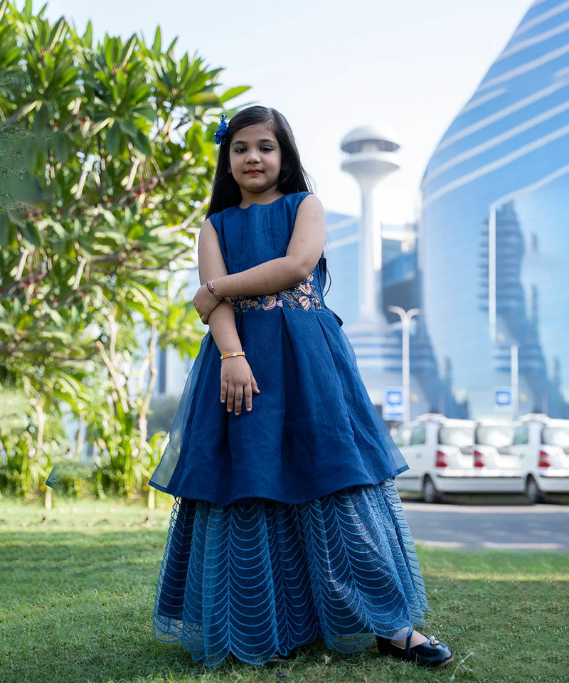 navy blue gown for girls 