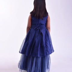 back view of navy blue gown for girls 