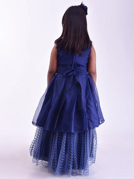 back view of navy blue gown for girls 