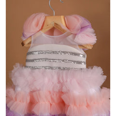 multi-colour frilly frock for baby girls 