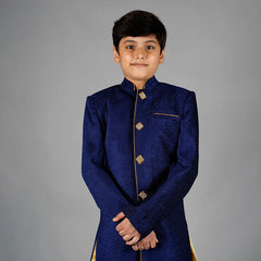 wedding wear navy velvet sherwani for boys 