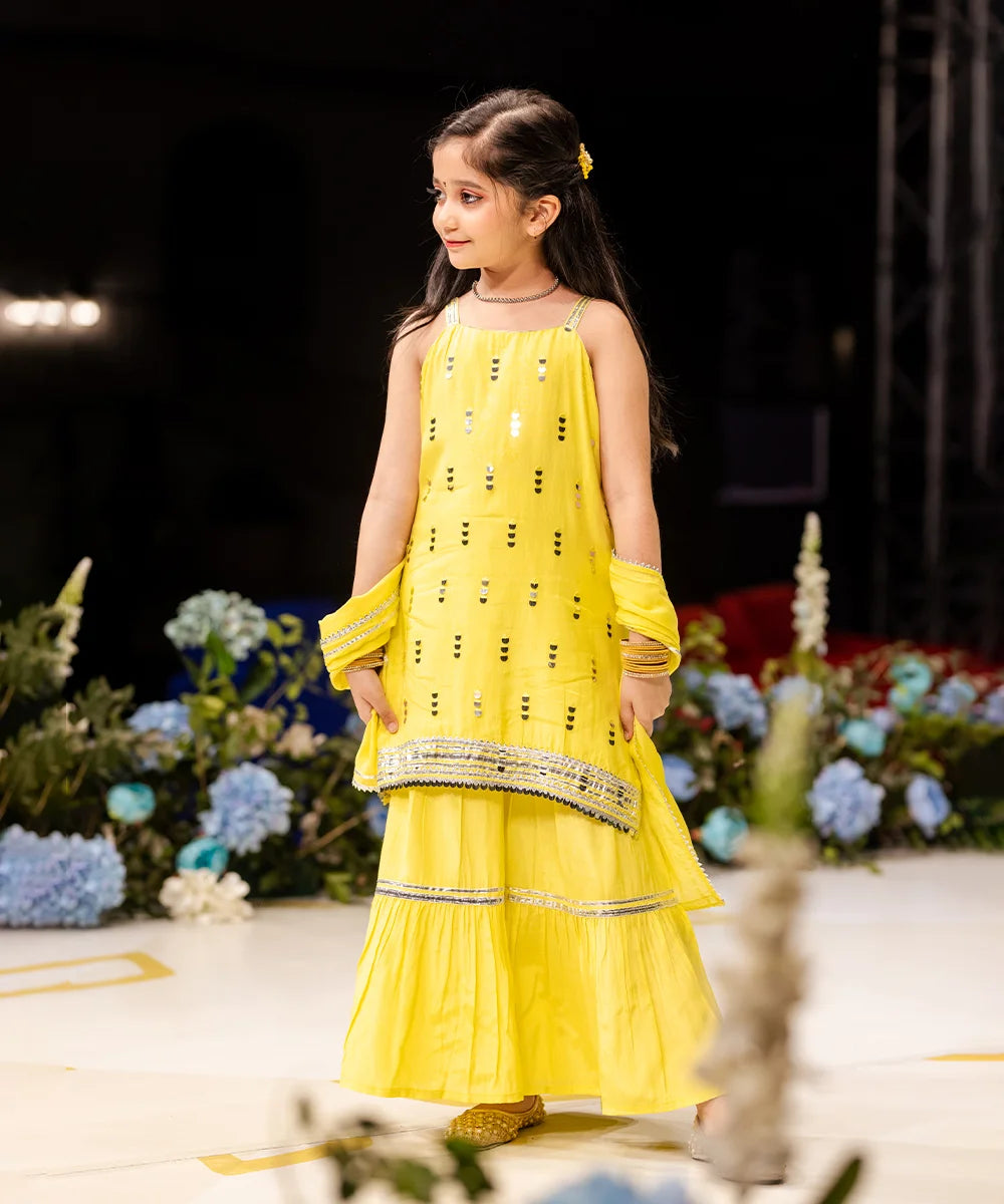 Yellow Colored Sharara Set for Girls