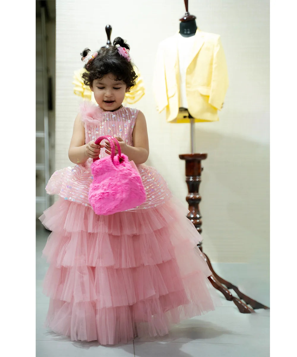 Peach Color Ball Gown for Birthday Girl