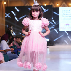 party wear pink floral gown for girls 