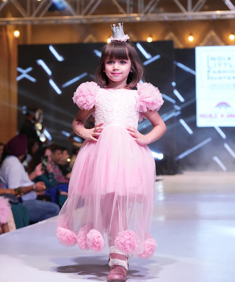 party wear pink floral gown for girls 
