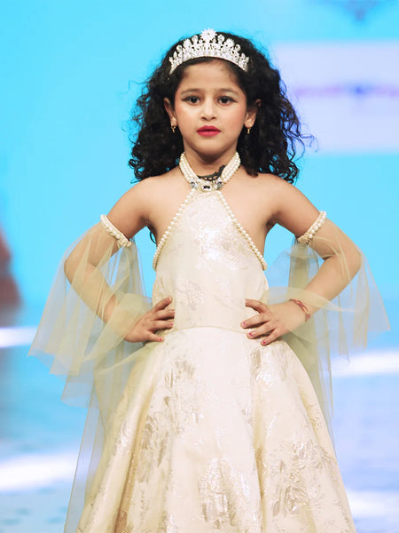 party wear cream gown for girls 