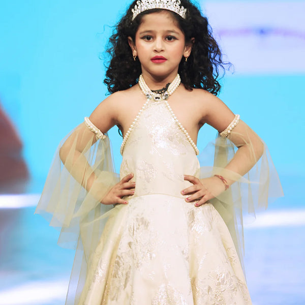 party wear cream gown for girls 