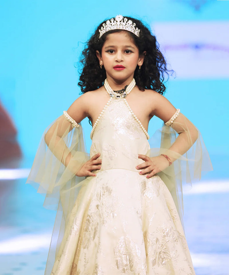 party wear cream gown for girls 